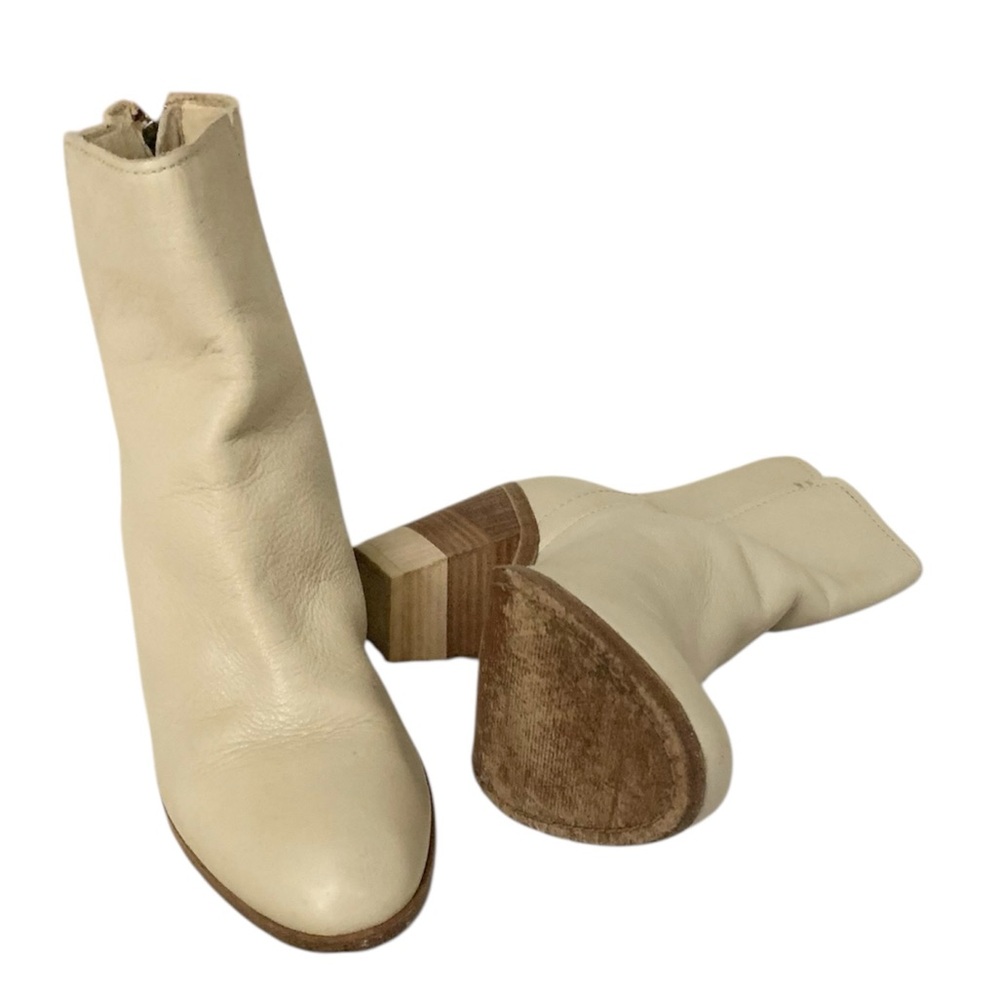 Frye Cream Leather Ankle Boots